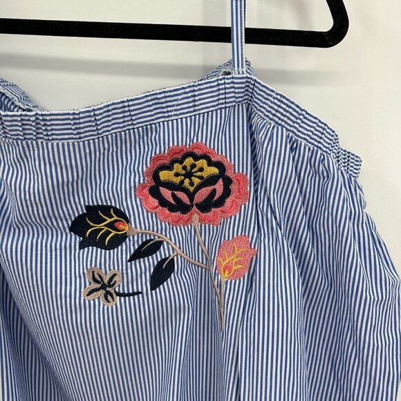 INC INTERNATIONAL CONCEPTS Blue White Stripe Bell Cold Shoulder Boxy Shirt XXL - Picture 7 of 8